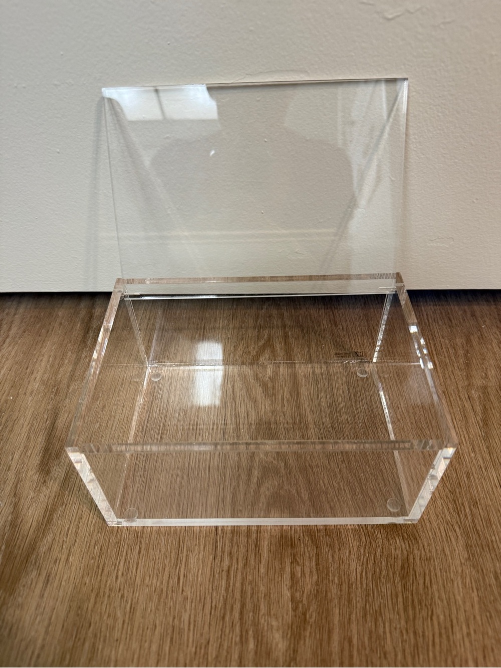 Never Used Container Store Clear Acrylic Storage Box with Hinged Lid
